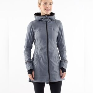 LULULEMON Apres Run Anorak Black Heathered Deep Coal Herringbone 4 EUC